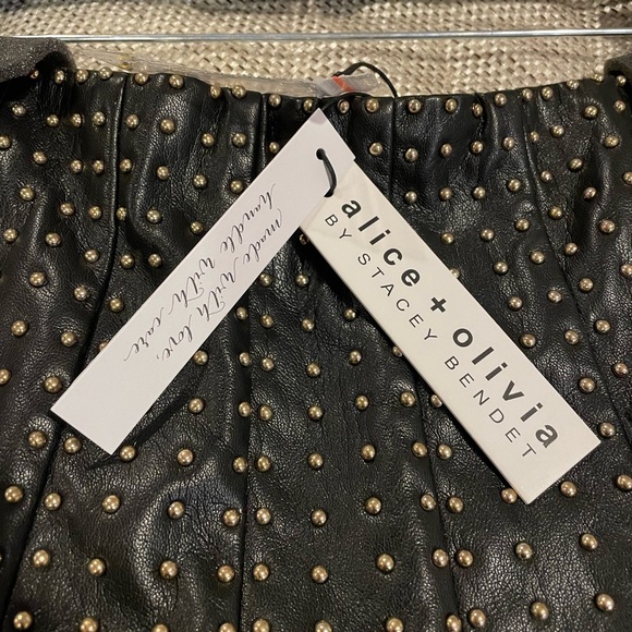 Alice + Olivia 
Carter Vegan Leather Studded Mini Skirt - Picture 6 of 8